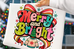 Merry and bright PNG, Preppy Merry Christmas Png Product Image 5