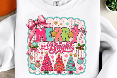 Merry and bright PNG, Preppy Merry Christmas Png, Product Image 1