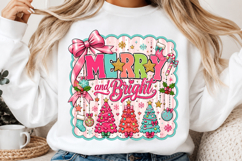 Merry and bright PNG, Preppy Merry Christmas Png, Product Image 2