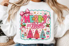 Merry and bright PNG, Preppy Merry Christmas Png, Product Image 2