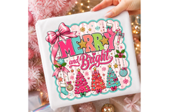 Merry and bright PNG, Preppy Merry Christmas Png, Product Image 3