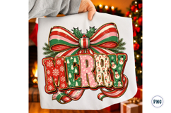 Merry and bright PNG, Preppy Merry Christmas Png Product Image 1