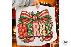 Merry and bright PNG, Preppy Merry Christmas Png Product Image 1