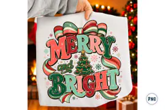Merry and bright PNG, Preppy Merry Christmas Png Product Image 1