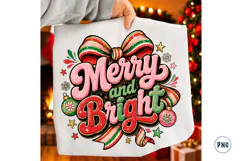 Merry and bright PNG, Preppy Merry Christmas Png Product Image 1