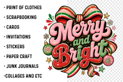 Merry and bright PNG, Preppy Merry Christmas Png Product Image 3