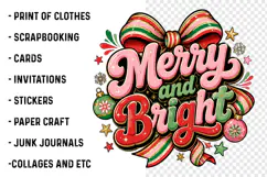 Merry and bright PNG, Preppy Merry Christmas Png Product Image 3