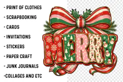 Merry and bright PNG, Preppy Merry Christmas Png Product Image 3