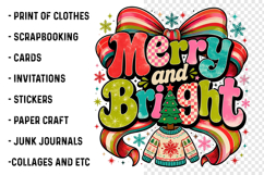 Merry and bright PNG, Preppy Merry Christmas Png Product Image 3