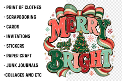 Merry and bright PNG, Preppy Merry Christmas Png Product Image 3
