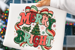 Merry and bright PNG, Preppy Merry Christmas Png Product Image 4
