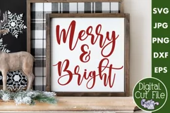 Merry And Bright Messy Script Christmas Farmhouse Sign Svg Product Image 1