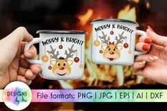 Merry and Bright SVG | Christmas Reindeer Face Cut File Product Image 1