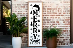 Merry And Bright SVG , Christmas Porch Sign SVG Design Product Image 1