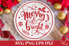 Merry and Bright Round Christmas SVG Ornament Product Image 1