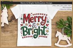 Merry &amp; Bright Sublimation - Christmas SVG - Sublimation PNG Product Image 1