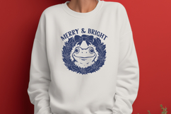 Merry &amp; Bright Frog SVG PNG, Funny Christmas Wreath Cut File Product Image 2