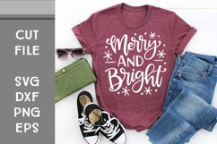 Merry and Bright, Hand Lettered, Cut File Product Image 1