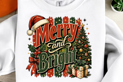 Merry And Bright Trendy Stripes Christmas Tree PNG Product Image 1