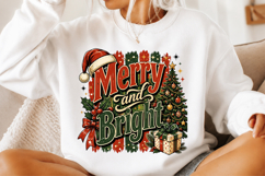 Merry And Bright Trendy Stripes Christmas Tree PNG Product Image 2