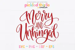 A funny Christmas typography design featuring bold crimson-red lettering, graceful loops, and a humorous holiday saying with a little attitude.