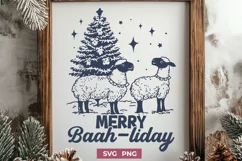 Merry Baah-liday Trendy Retro SVG PNG, Funny Christmas Sheep Product Image 1