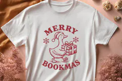 Merry Bookmas SVG PNG, Christmas Goose Book Lover Design Product Image 3