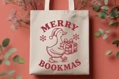 Merry Bookmas SVG PNG, Christmas Goose Book Lover Design Product Image 2