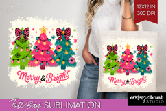 Merry &amp; Bright Xmas Tote Bag Christmas Tote Bag PNG Product Image 1