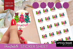 Merry &amp; Bright Xmas Round Sticker Christmas Printable Sheet Product Image 1