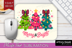 Merry &amp; Bright Xmas Mouse Pad Sublimation Christmas Mousepad Product Image 1