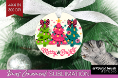 Merry &amp; Bright Xmas Ornament PNG Christmas PNG Sublimation Product Image 1