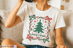 Christmas Merry &amp; Bright Hand-Drawn SVG PNG T-shirt Design Product Image 2