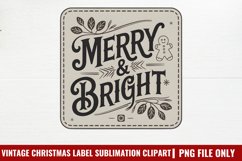 Vintage Christmas Label Sublimation PNG Product Image 1