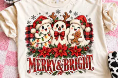 Merry & Bright Christmas Ghosts Cute Holiday Trio PNG Product Image 1