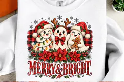 Merry & Bright Christmas Ghosts Cute Holiday Trio PNG Product Image 2