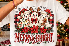 Merry & Bright Christmas Ghosts Cute Holiday Trio PNG Product Image 3