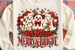 Merry & Bright Christmas Ghosts Cute Holiday Trio PNG Product Image 4