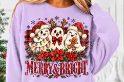 Merry & Bright Christmas Ghosts Cute Holiday Trio PNG Product Image 5