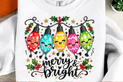 Merry & Bright Christmas Lights PNG | Cute Kawaii Christmas Product Image 2