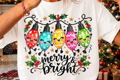 Merry & Bright Christmas Lights PNG | Cute Kawaii Christmas Product Image 3
