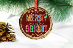 Merry Bright Christmas Ornament Sublimation I Holiday PNG