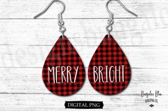 Merry Bright Christmas Sublimation Teardrop Earring Design Product Image 1