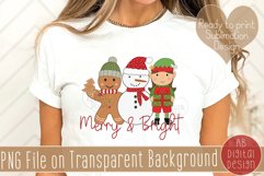 Merry &amp; Bright Christmas Sublimation Design | PNG Product Image 1