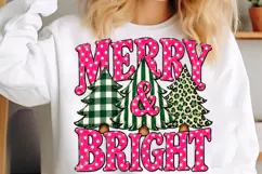 Pink Merry and Bright Christmas PNG, Buffalo Plaid Product Image 5