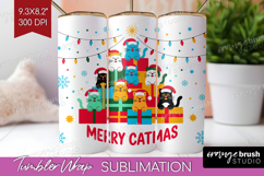 Merry Catmas Xmas Tumbler Wrap Christmas Tumbler PNG Product Image 1