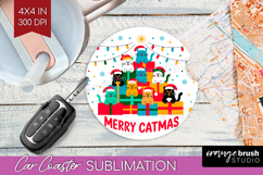 Merry Catmas Xmas Car Coaster Christmas Coaster PNG Product Image 1