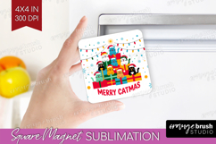 Merry Catmas Xmas Magnet Sublimation Christmas Square Magnet Product Image 1