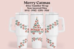 merry catmas 40oz quencher tumbler sublimation full wrap high resolution transparant background