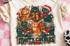 Merry Catmas Cute Christmas Cats Holiday PNG Product Image 1